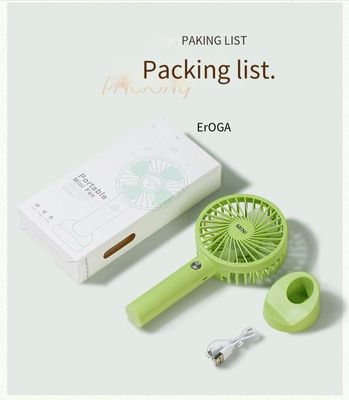 1200mAh USB-ventilator Mini oplaadbare handgevoelige ventilator met telefoonhouder Draagbaar en krachtig