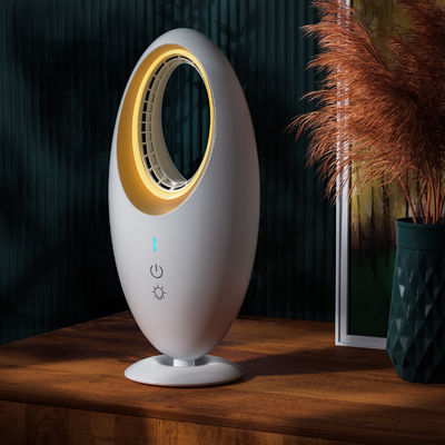 Elektrische ventilator stille automatische mini oplaadbare 2-in-1 Desktop Bladeless ventilator met licht