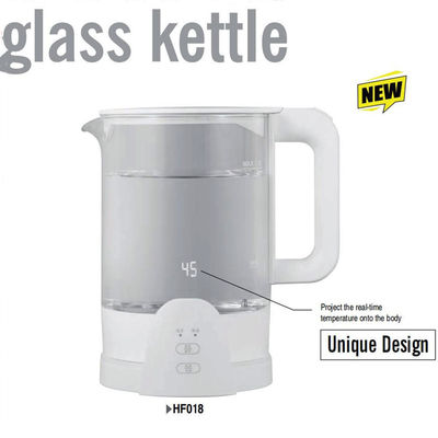 Elektrische glazen ketel met mechanische besturing, perfect voor de thee-tijd in huis.
