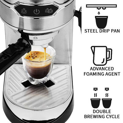Draagbare elektrische espresso-koffiemachine van roestvrij staal voor thuis en kantoor