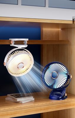 USB oplaadbare 6 inch draagbare ventilatoren met nachtlicht 720 draaibaar persoonlijke clip ventilator voor thuis kantoor