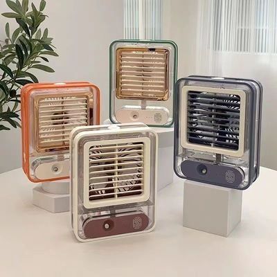 USB Oplaadbare 420g Desktop Tafelstand Luchtkoeler Airconditioning Fan met LED-licht