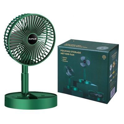 Oplaadbare Desktop Scalable Fan Wit Groen Plastic Desktop Home Draagbare Elektrische Ventilator