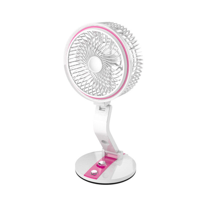 Rood oplaadbare tafel Persoonlijke ruimte USB mini draagbare ventilator met LED-licht voor thuis kantoor