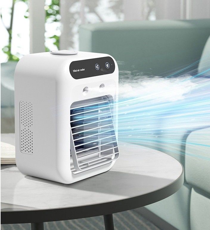 Nettogewicht 700 g Draagbare tafelluchtkoelventilator met luchtbevochtiger en USB 5V stroomtoevoer