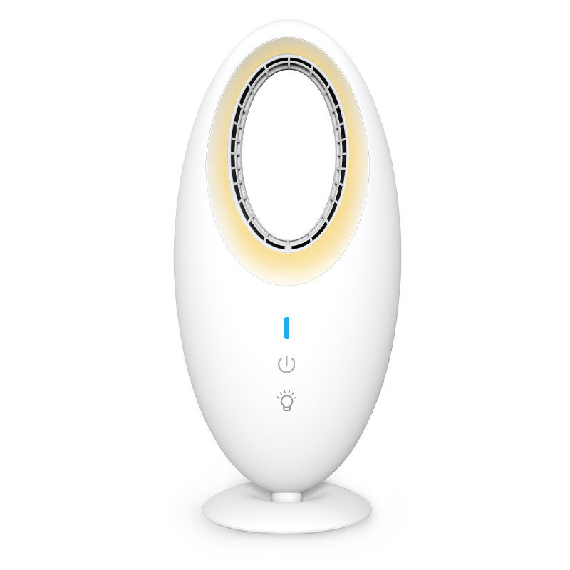 Elektrische ventilator stille automatische mini oplaadbare 2-in-1 Desktop Bladeless ventilator met licht