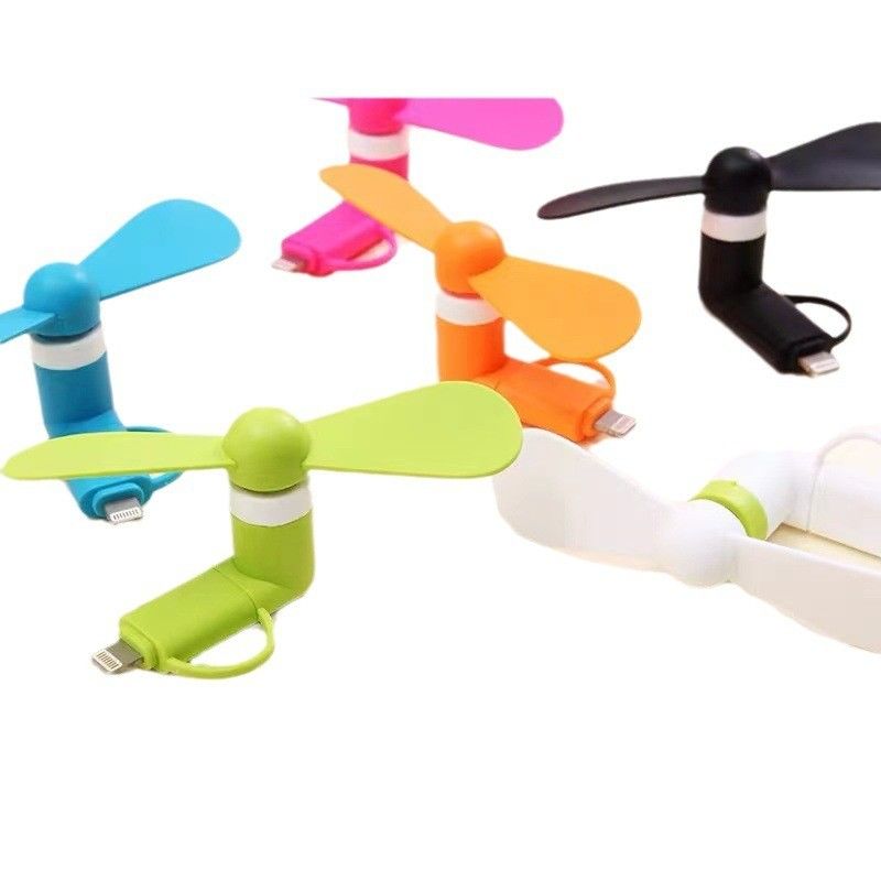 Silk Screen Printed Logo 2 in 1 USB Mini Fan voor iPhone en Android Type-C Slechts 15g